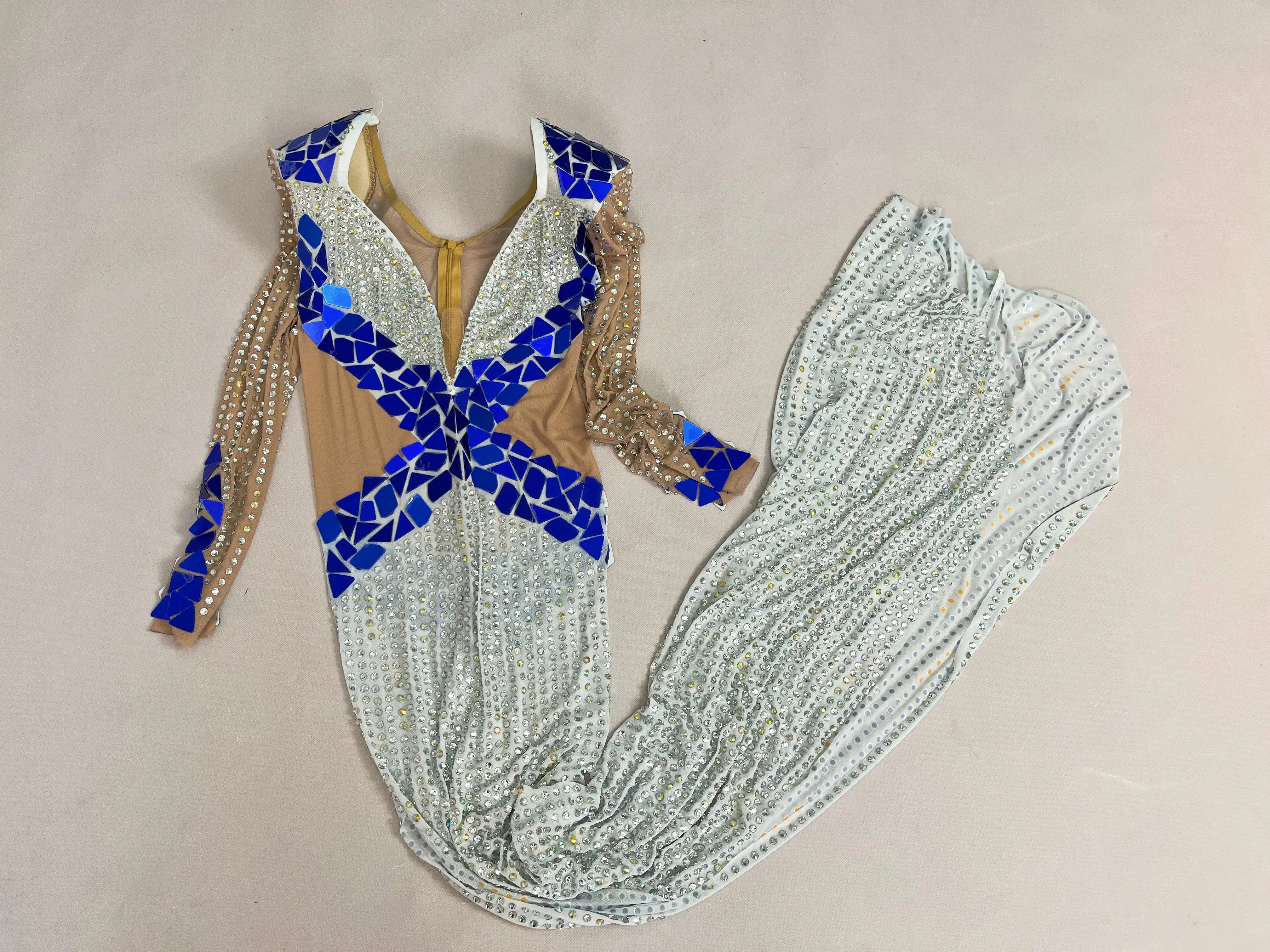 High Quality Sparkly Rhinestones Mirrors High split V-neck Dress Party Evening Outfit Red carpet Gown Stage Costume Jiaochajing