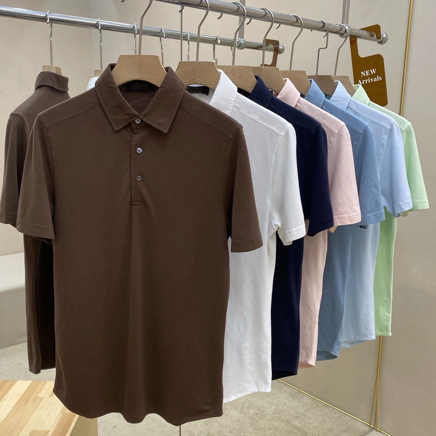 

LP Италия 25ss однотонная мужская повседневная рубашка-поло с лацканами и коротким рукавом