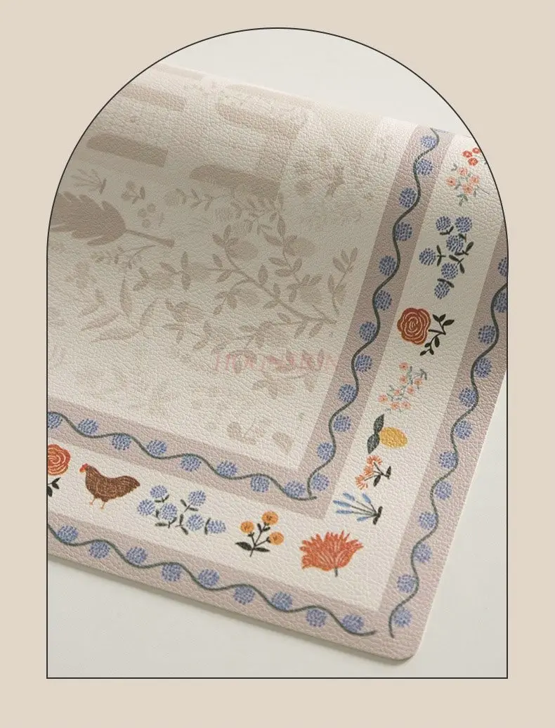 1pcs Middle aged pastoral leather dining table mat, desktop protective mat, waterproof, oil resistant, no wash tablecloth