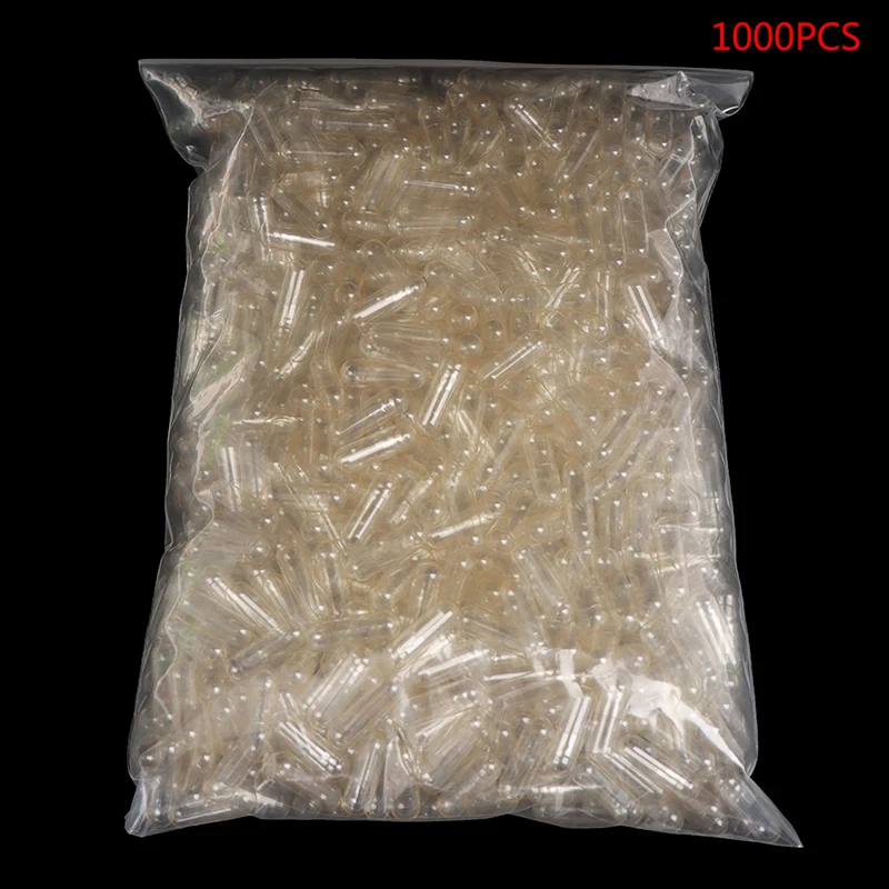 1000PCS Standard Size 0 Empty Capsules! Empty Gelatin Clear Capsules 0# Hollow Hard Gelatin Transparent Separated Capsules