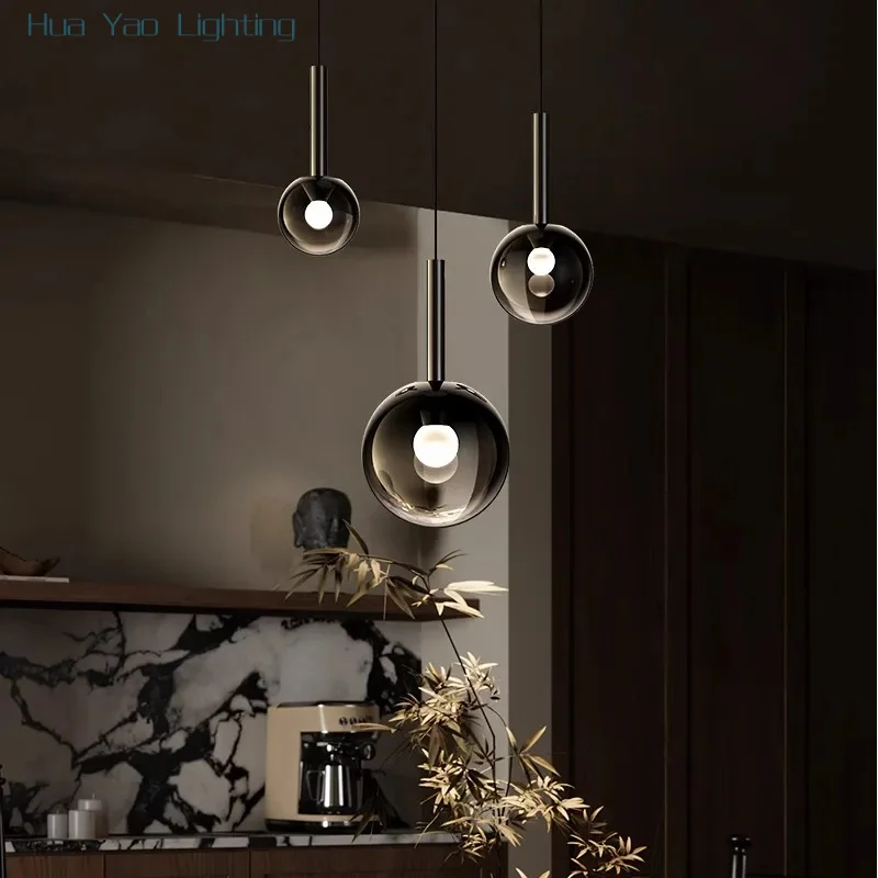 

Small Glass Ball Ceiling Pendant Lights Home Decoration Dining Room Hanging Lamps over Table New Design Wave Control Lighting