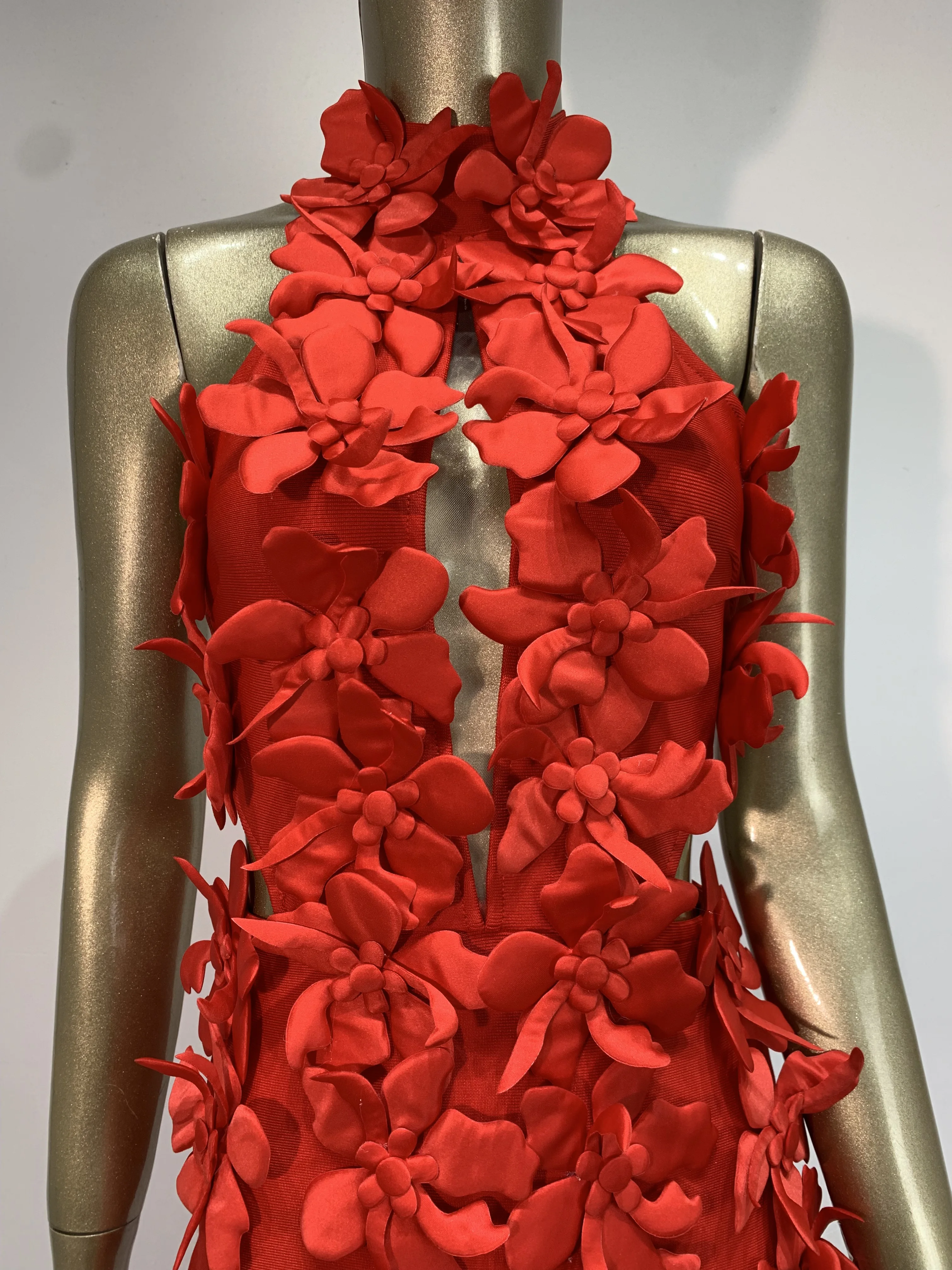 Mulheres sexy buraco chave flor tanque vermelho celebridade maxi longo bodycon bandage vestido 2025 elegante noite clube vestido de festa