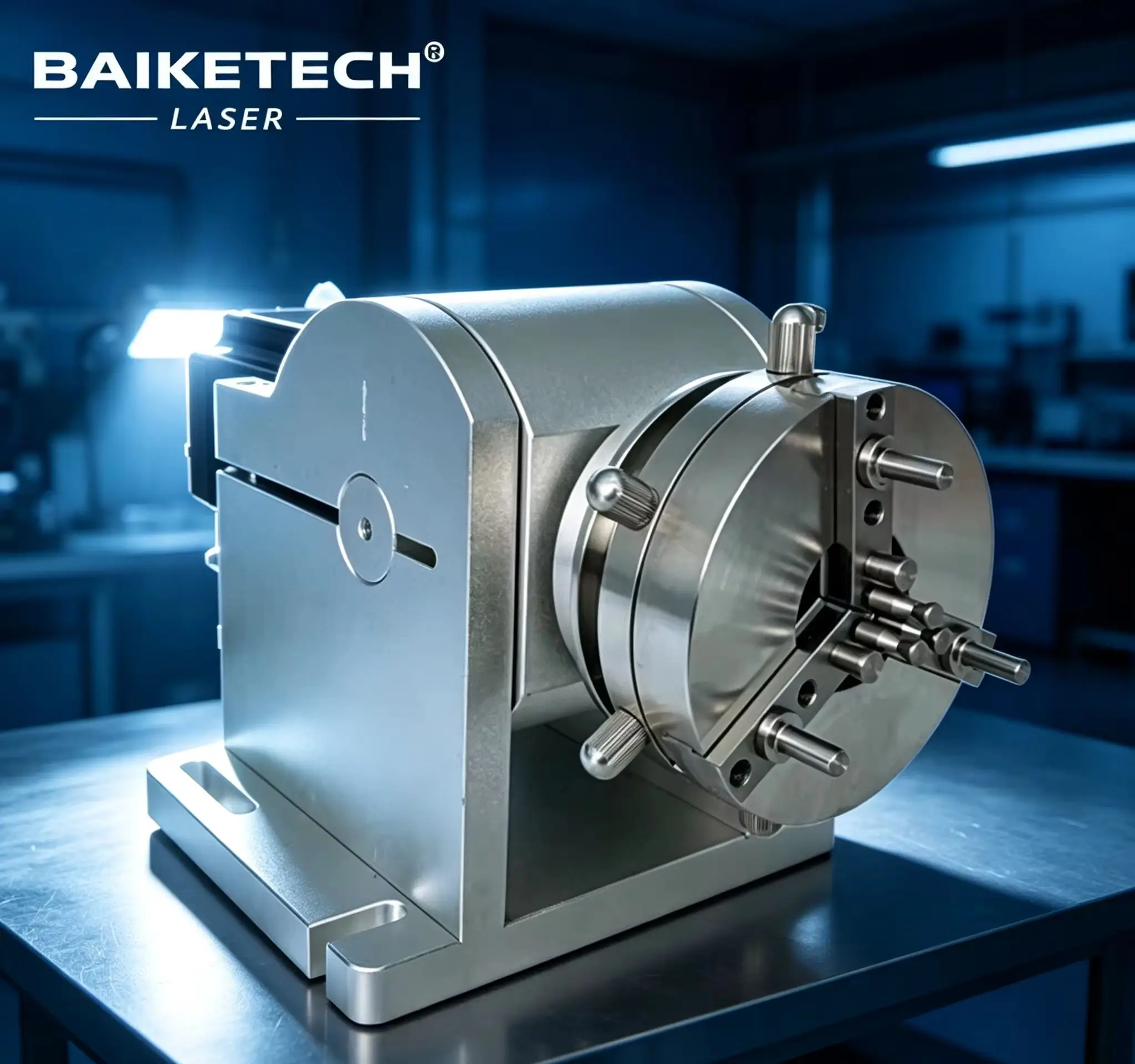 Rotary Axis Attachment with 3-Jaw Chuck, 90° Adjustable Angle Stepper Motor Rotary Fixture for Fiber CO2 Laser Marking Machine