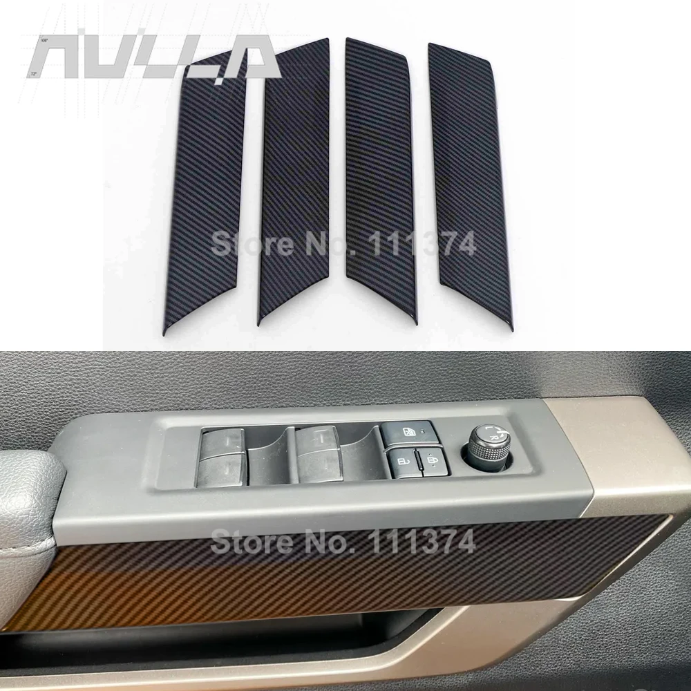 

For Toyota Tundra 2022 2024 Interior Door Decorative Strip Cover Trim Frame Sticker Carbon Look Chrome Accessories