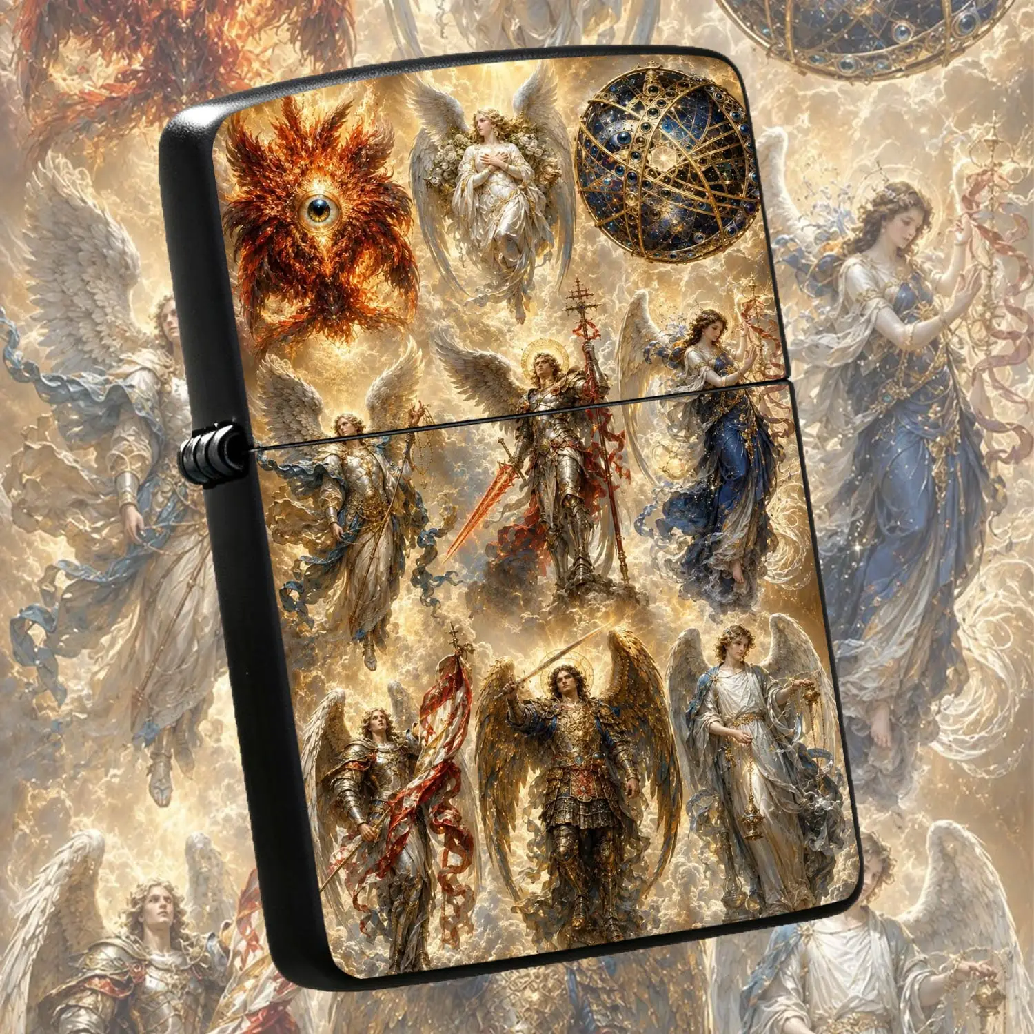 Retro Holy Angels Divine Celestial Beings Art Decor Pocket Accessory, Aesthetic Mythic Themed Stylish Portable Gift for Daily Use, All Occasions Decorative Collectible Creative Ornament  A Humorous And Interesting Lighter