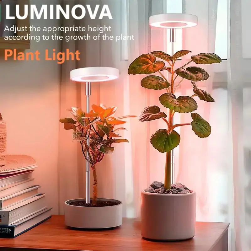 Plant Grow Light 48 LEDs Full Spectrum Grow Lights for Indoor Plants Small Halo Grow Light Timer 3/9/12H Perfect for Small Plant