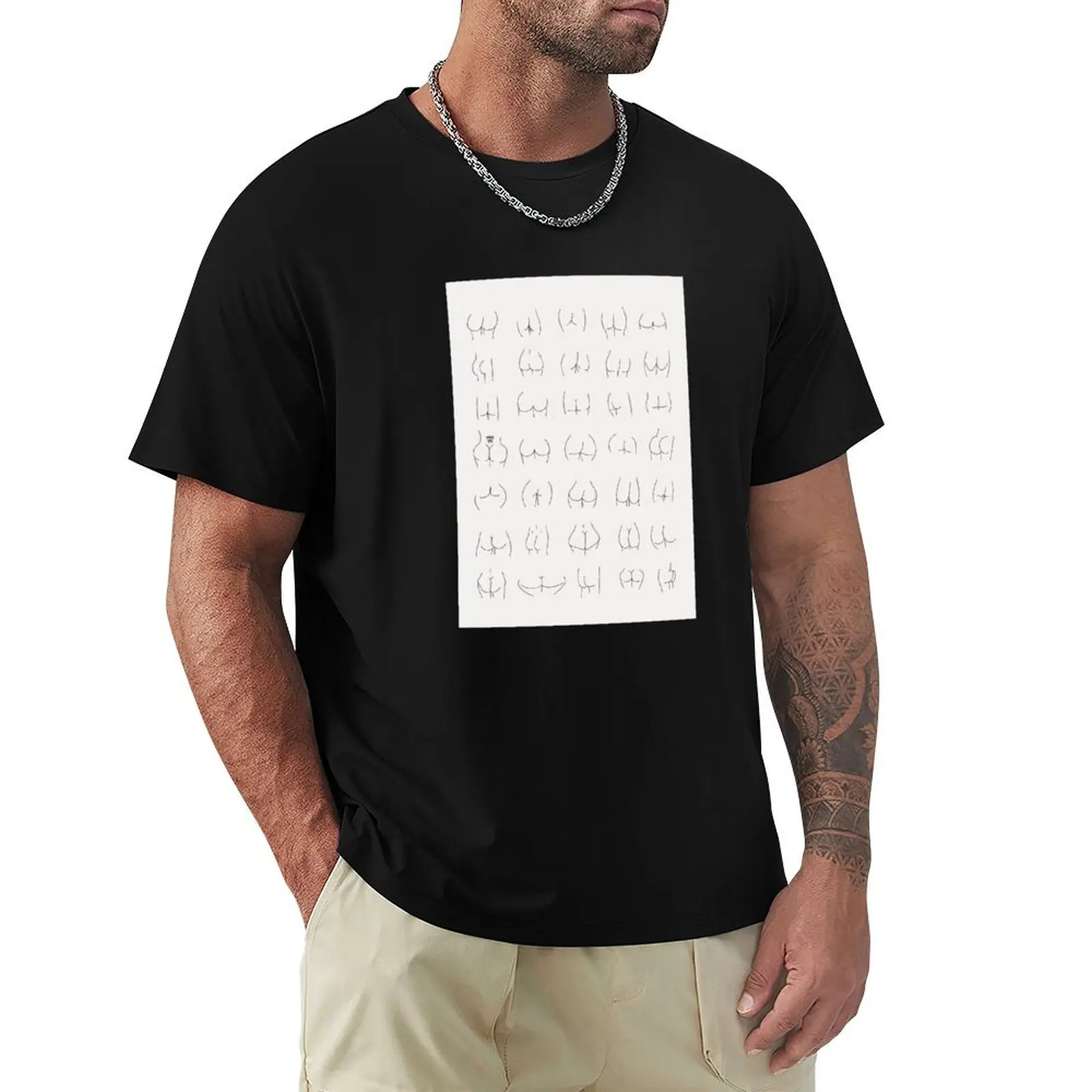 Camiseta divertida con estampado de traseros - Tipos de traseros - Formas y tamaños de traseros - Camiseta básica de algodón de talla grande