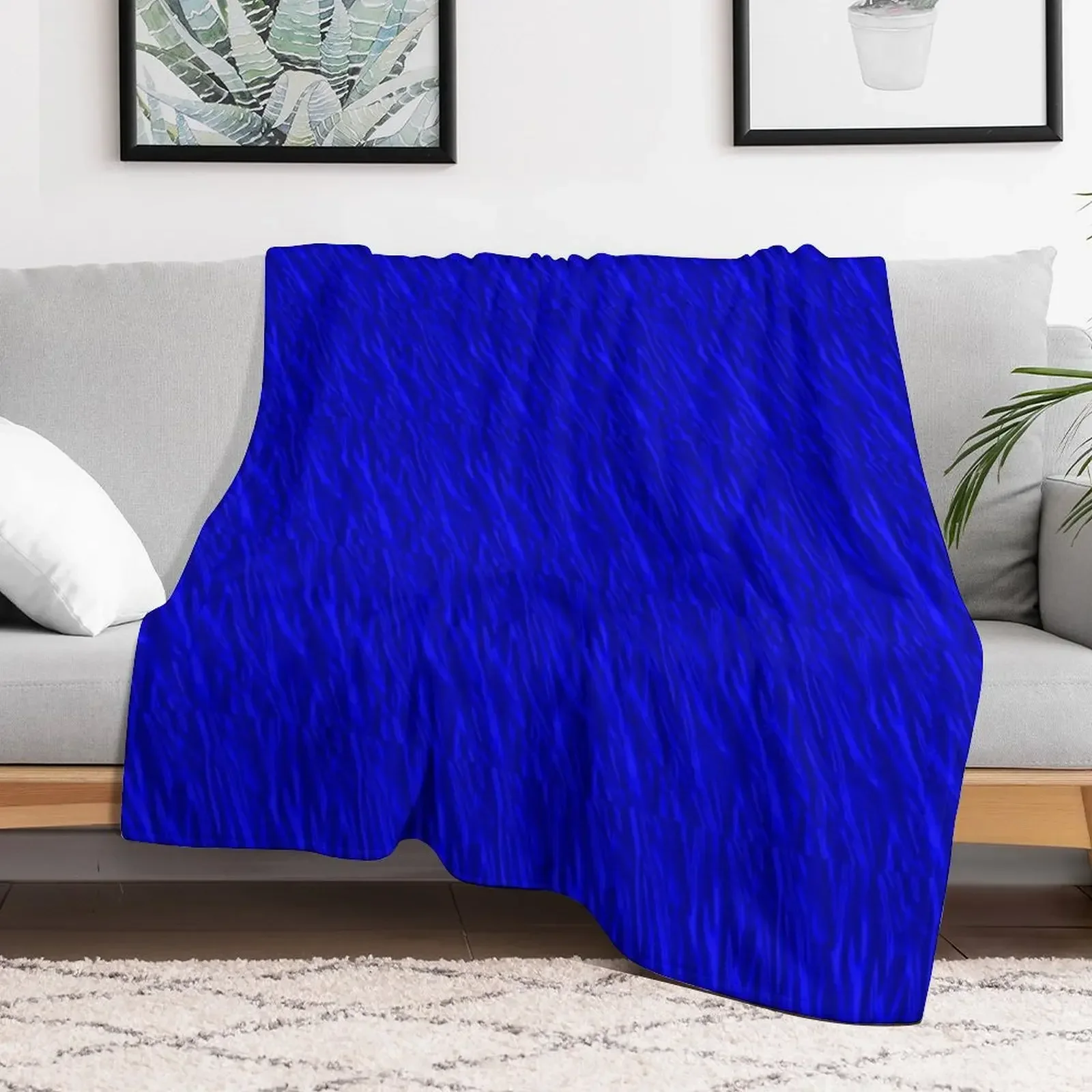 

Electric Blue Silk Print Throw Blanket christmas gifts Kid'S Decorative Sofas Blankets