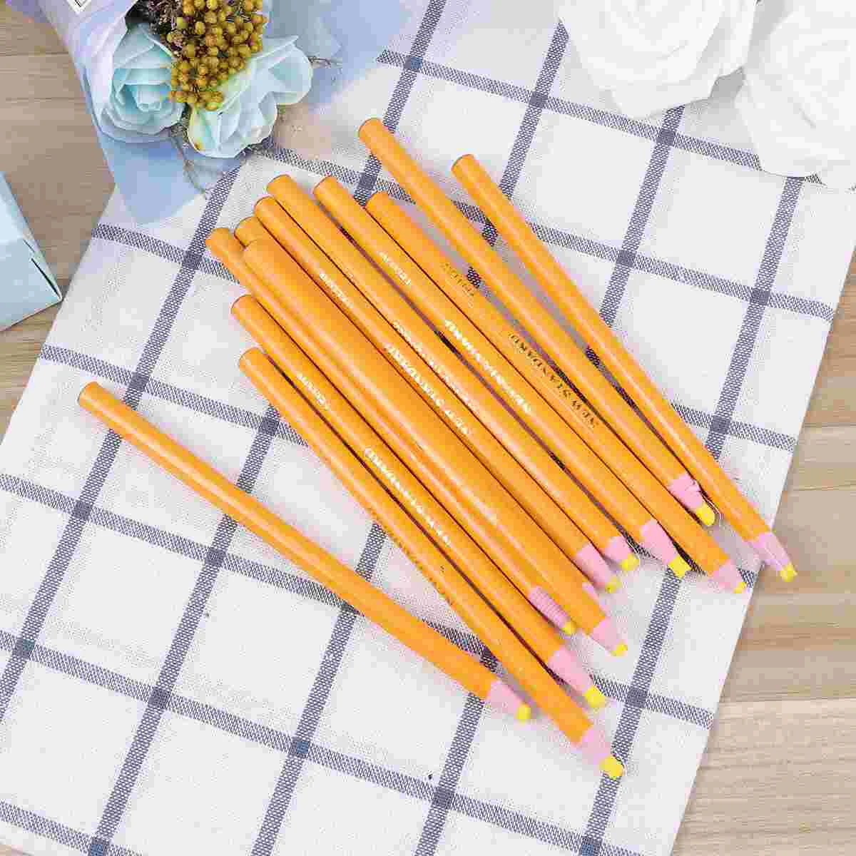 

12 PCS Crayon Expo Dry Erase Markers Fine Tip Yellow Color Pencils Grease Wax Erasers Peel-off China Number