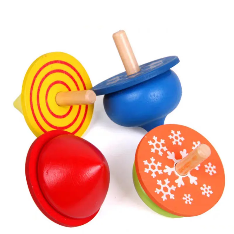 4PCS Colorful Wooden Spinning Tops for Kids Gyroscopes Toys Classroom Prizes Rewards Party Favors Birthday Gifts