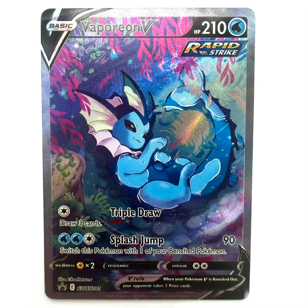 DIY TCG PKM Card Evolving Skies EVS Umbreon Glaceon Vaporeon Jolteon Sylveon V Alt Art Holographic Anime Game Card Gift