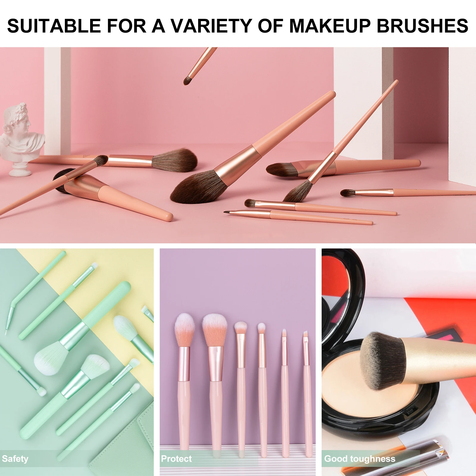 

50pcs Makeup Brush Mesh Cover Reusable Protective Storage For Travel Keep Brushes Clean Brush Protector