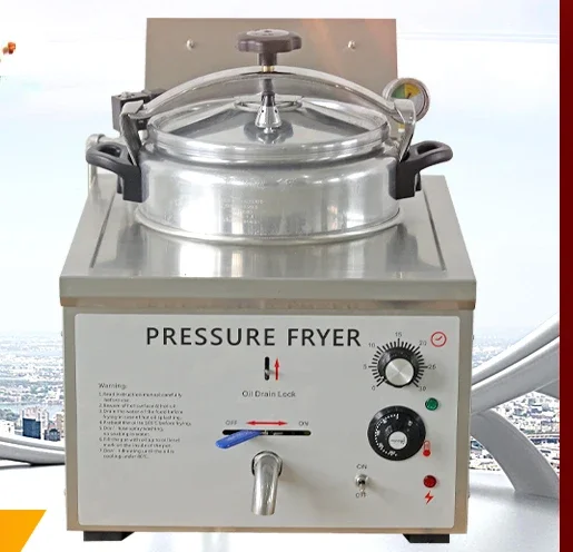 Commercial Electric Desktop Small 16L220V Pressure Fried Chicken Furnace Single Cylinder High Pressure Fryer Stew Pot