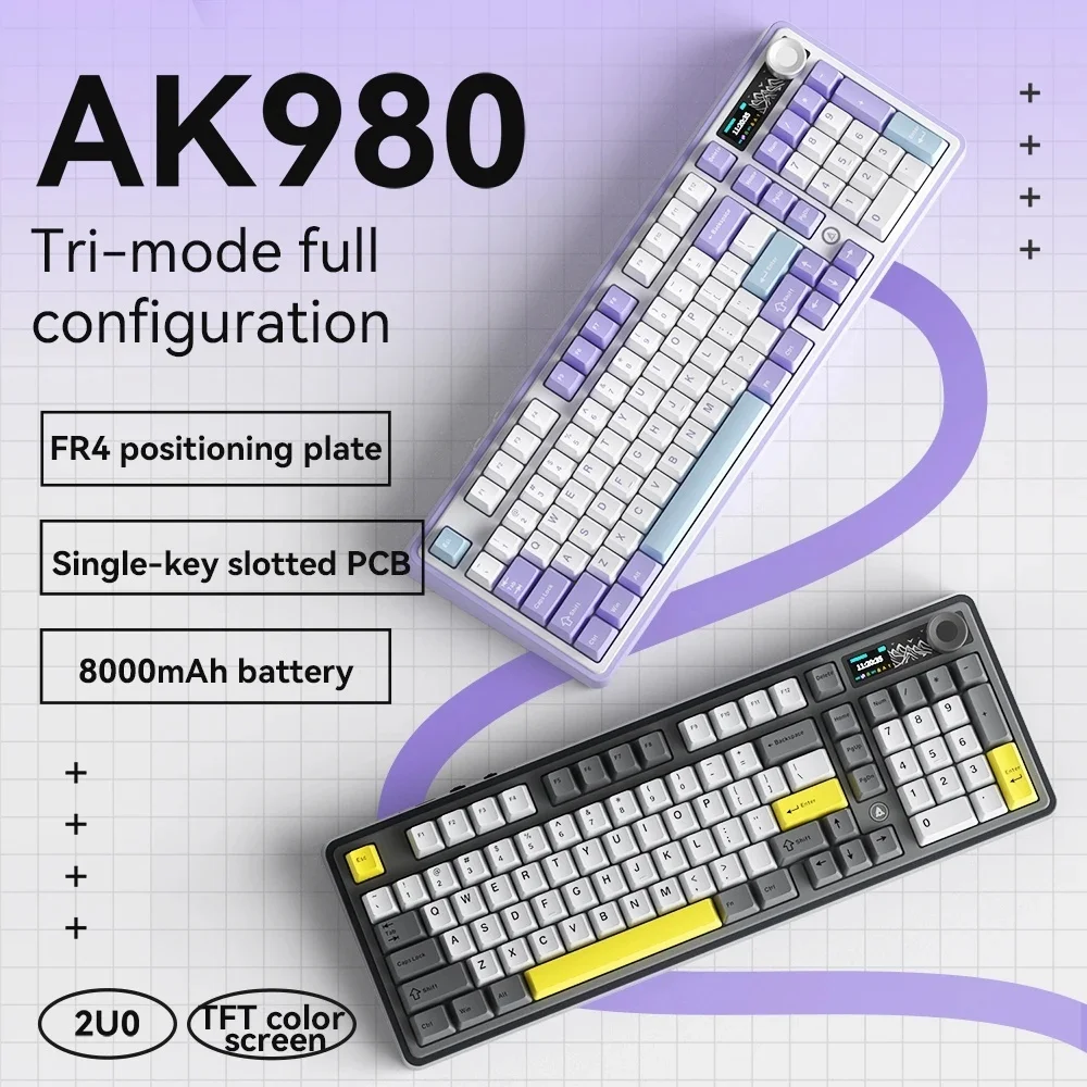 

Клавиатура Ajazz AK980 игровая Механическая с цветным экраном, 98 клавиш, RGB, Bluetooth, 8000 мА · ч