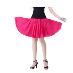 1pcs/lot woman solid pleated latin skirt female fashion square dancing solid skirt summer candy color dancing skirt