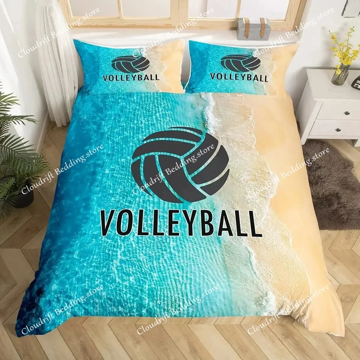 

Volleyball Duvet Cover Set Ball Bedding Set for Boys Teens Bedroom Decor Comforter Cover Quilt Cover