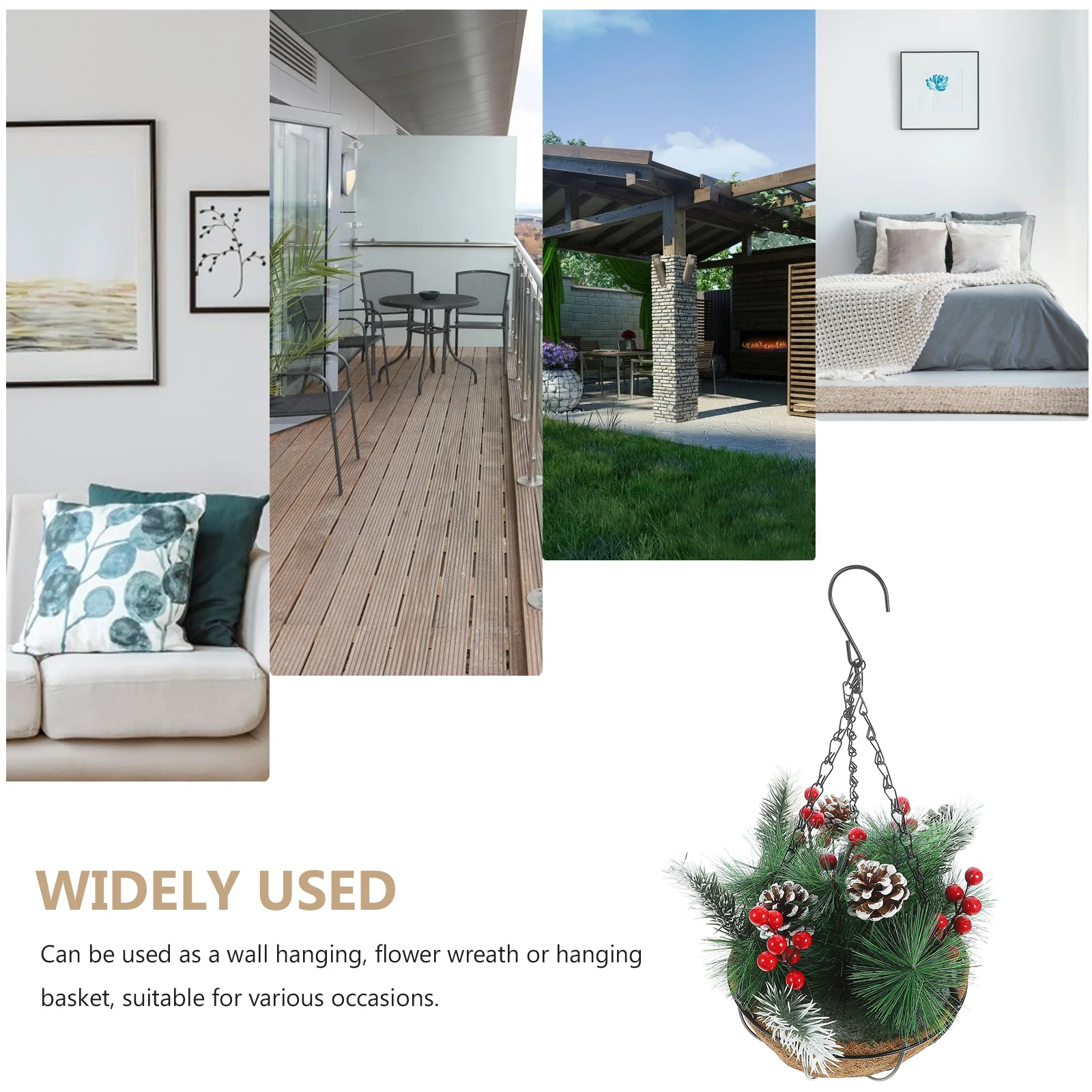 

1Pcs Christmas Flower Basket Hanging Decor Outdoor Xmas Pendant Creative Festival Scene Ornament Christmas Outdoor Flower Basket