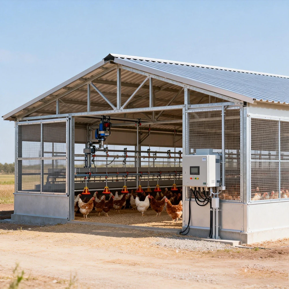 Customized Steel Structure Chicken Shed with Automatic Feeding System for Farms