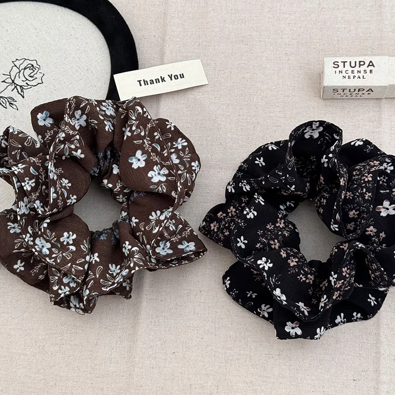 

Korean floral large hair band For girl women 2025 new tie ponytail rubber elastic scrunchies popular vintage adults Yoga new in