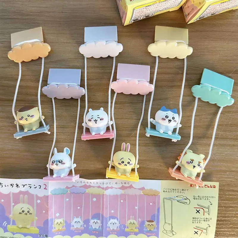 6pcs Chikawa Anime Kawaii Self Deprecating Bear Cloud Swing Pendant Doll Usagi Hachiware Cartoon Toy Figure Ornament Decoration