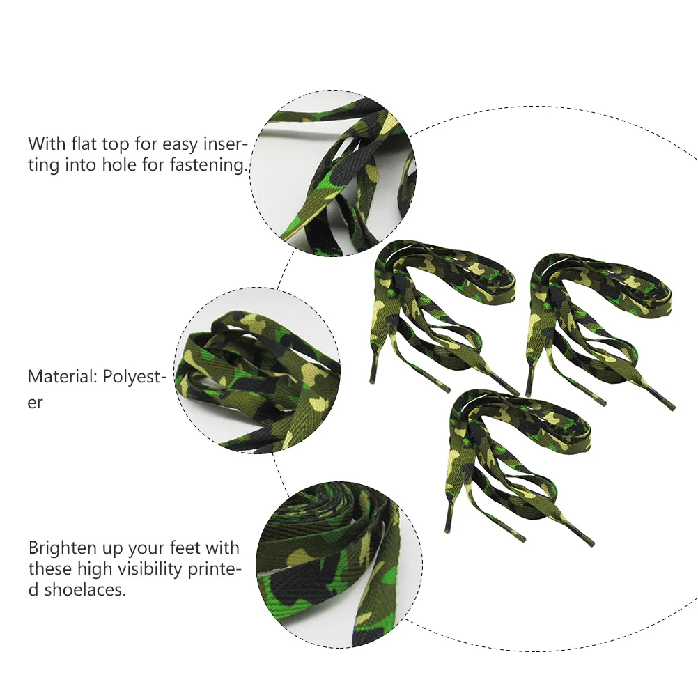 

3 шт., шнурок для обуви, полиэстер, камуфляжная обувь, шнурок с принтом для спортивных кроссовок, узор, разрушающий дизайн
