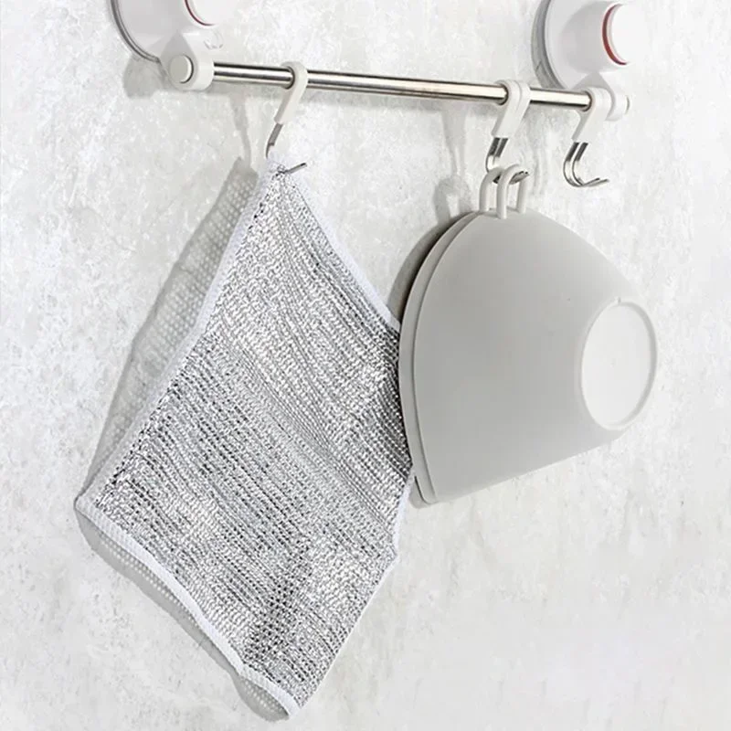 Silver Cleaning Cloth Magic Dish Towel Reusable Non Stick Oil Dishcloth Pot Strong Rust Replace Steel Wire Balls Rag