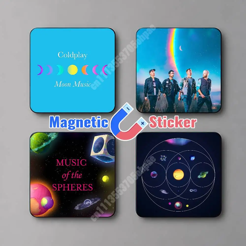 C-Coldplay Moon Music Of The Spheres Magnetic Sticker Reusable Fridge Decal for Metal Surfaces Magnet Marker