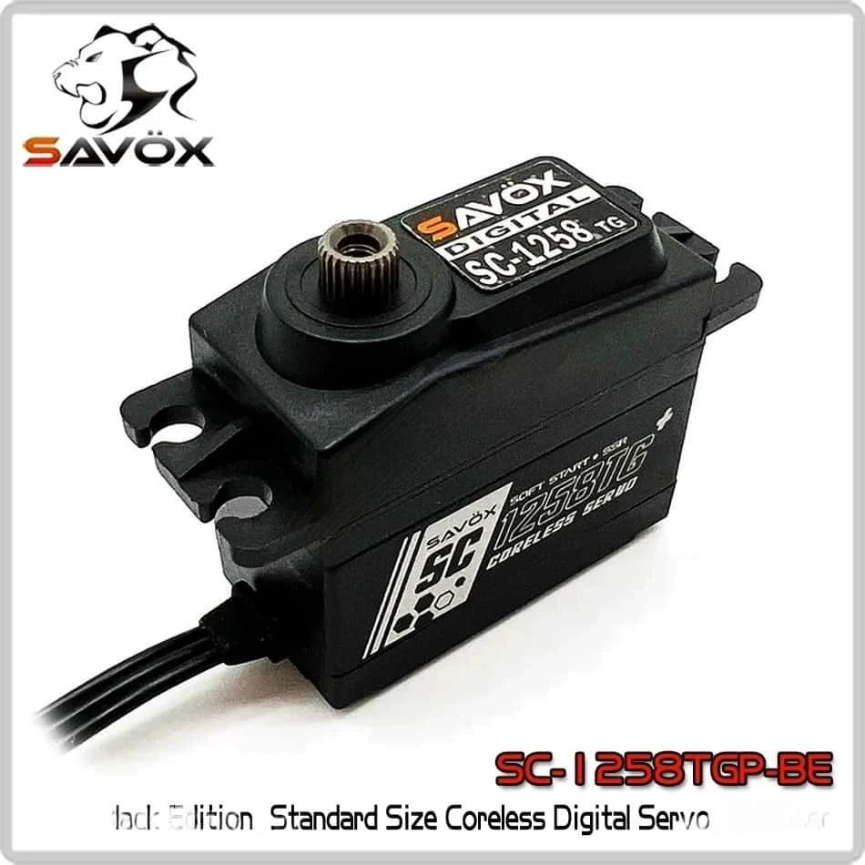 

SAVOX SC-1258TGP-BE Black Titanium Alloy Gear Servo 0.08S 12Kg 4.8v-9.6kg/133.3oz-in 2BB for 600 700-level Helicopter CCPM