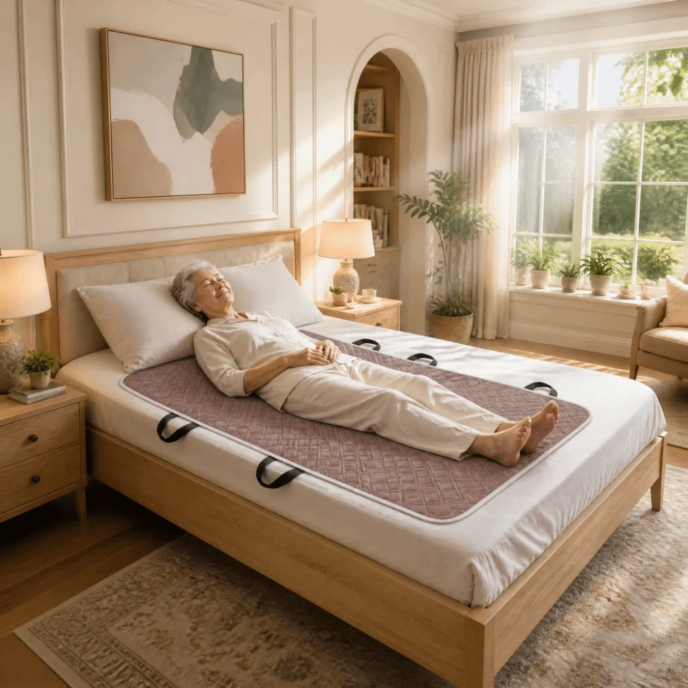 Washable Patient Positioning Transfer Pad Leak-Resistant Flexible Rolling Over Aid Pad Lightweight Low Friction