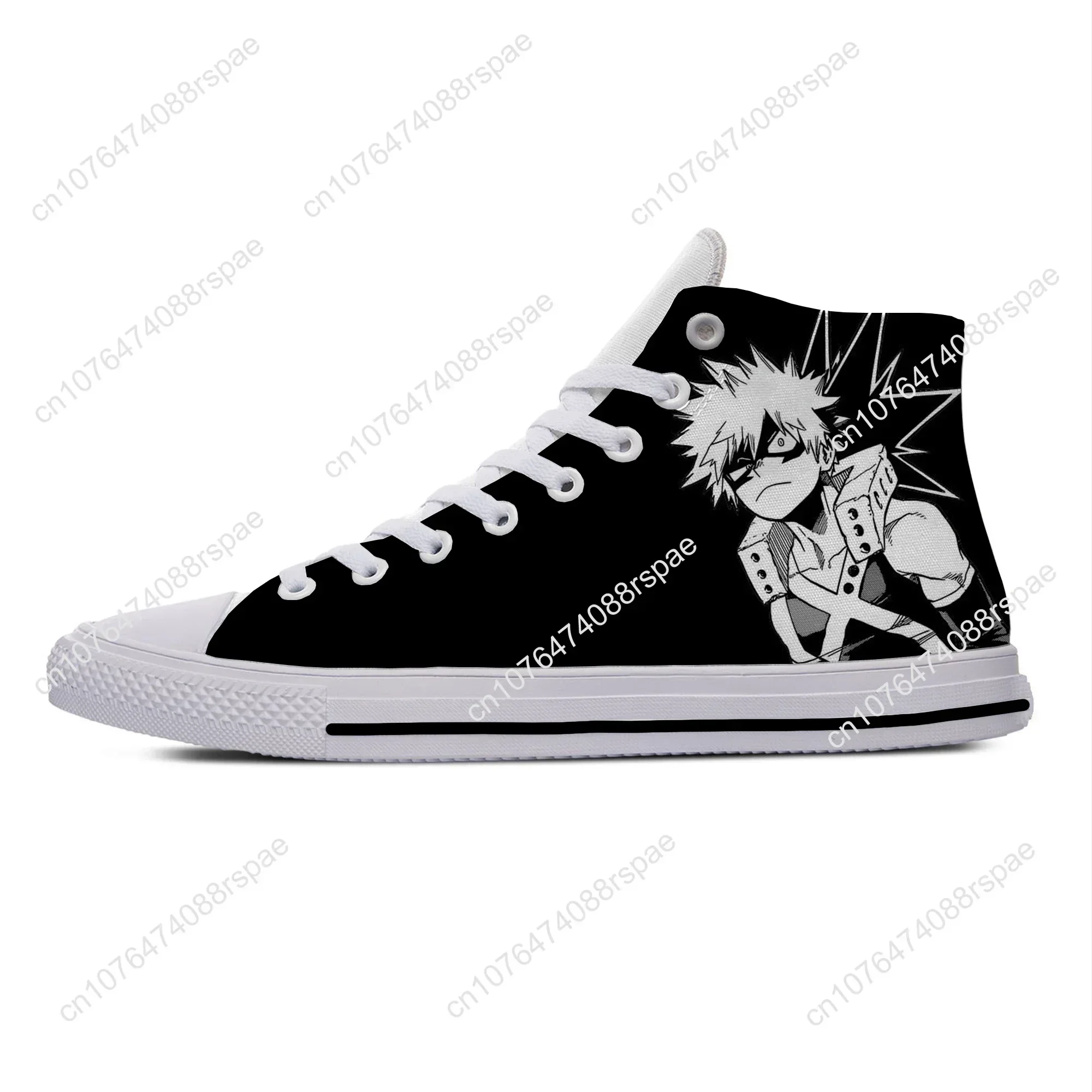 Anime Cartoon My Hero Academia Bakugou Katsuki Casual Cloth Shoes High Top Lightweight Breathable 3D Print Men Women Sneakers