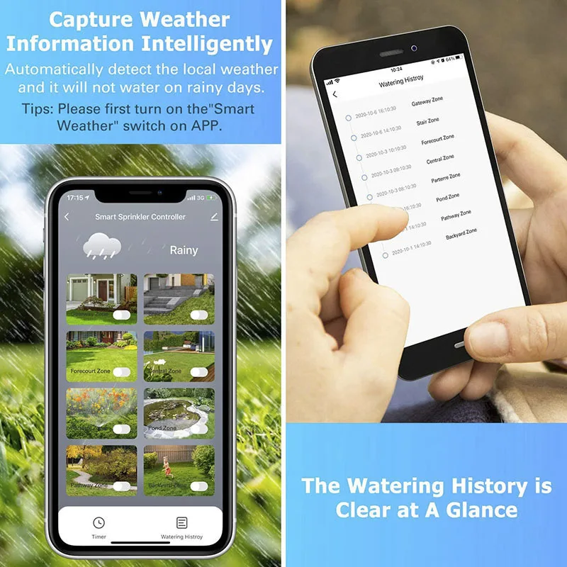 Controller di irrigazione da giardino intelligente a 4/6/8 zone Timer di irrigazione WiFi sistema di irrigazione a goccia programmabile con
