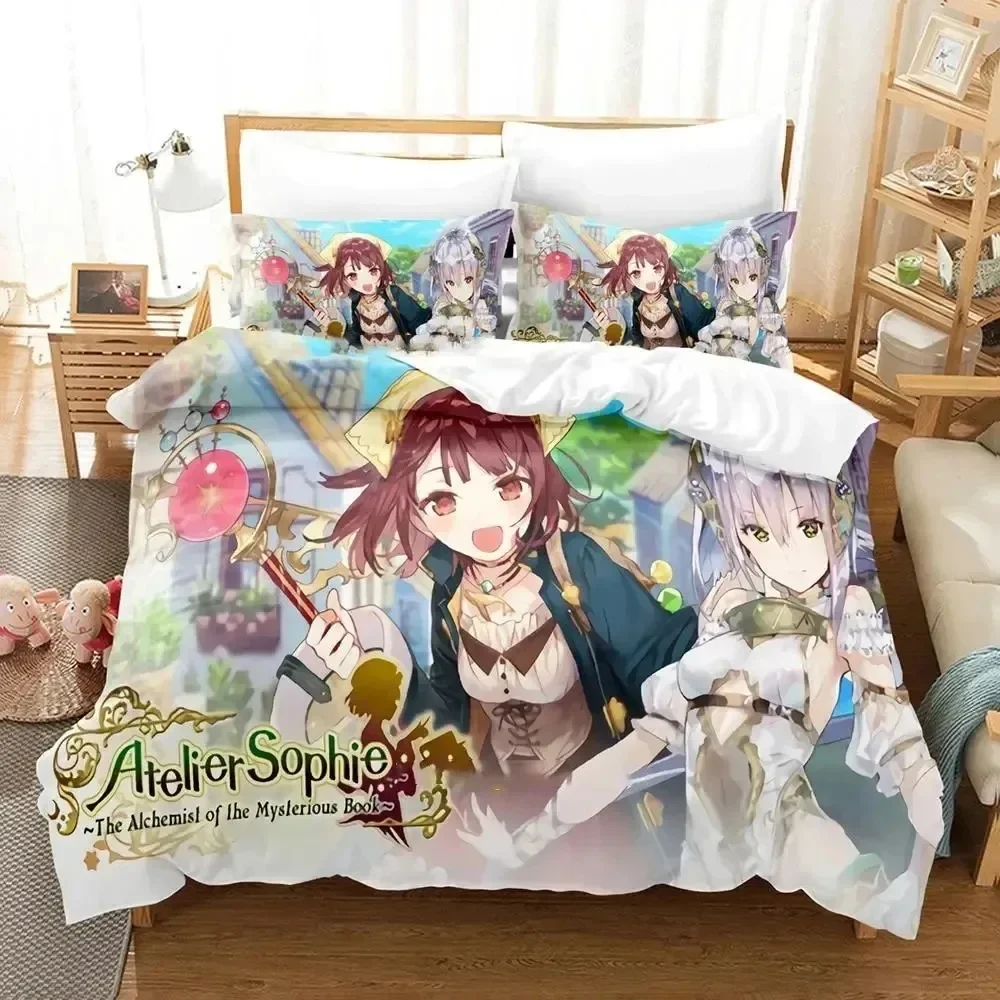 Atelier Sophie The Alchemist of the Mysterious Book Bedding Set Boys Girls Twin Queen Size Duvet Cover Pillowcase Bed Boys Adult