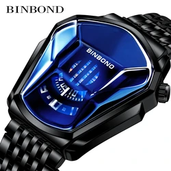 BINBONDFashion Men's Watch, Large watch style, motorcycle concept, business Style, Waterproof watch,black technology touch watch