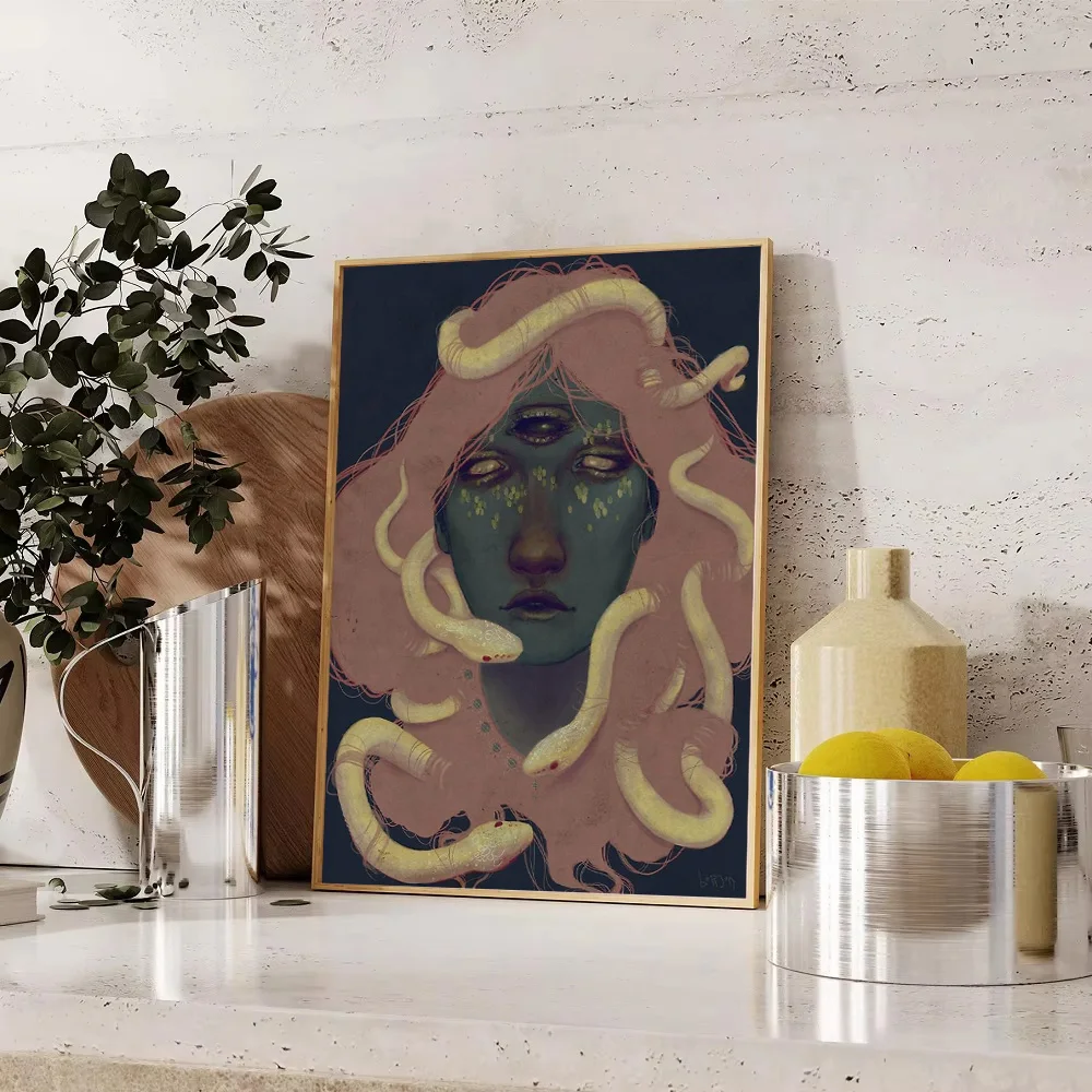 باطني الثعبان آلهة قماش جدار الفن القوطية الخيال ديكور ساحر الظلام ديكور فني للمنزل هدية فريدة من نوعها مخلوق باطني اللوحة #1