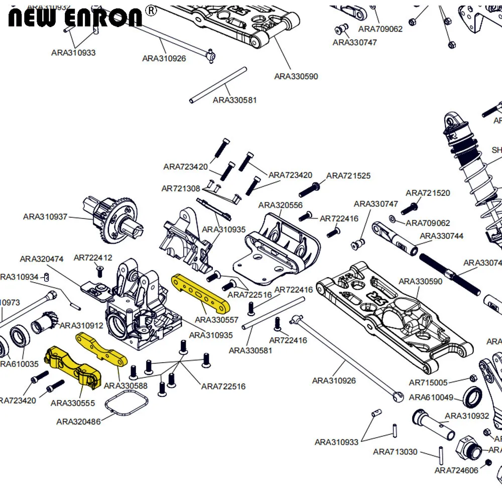 NUEVO soporte de brazo inferior de suspensión de aleación CNC ENRON # ARA 330555 # ARA 330588   Para RC 1/5 ARRMA Kraton 4X4 8S Outcast 4WD ARA5210
