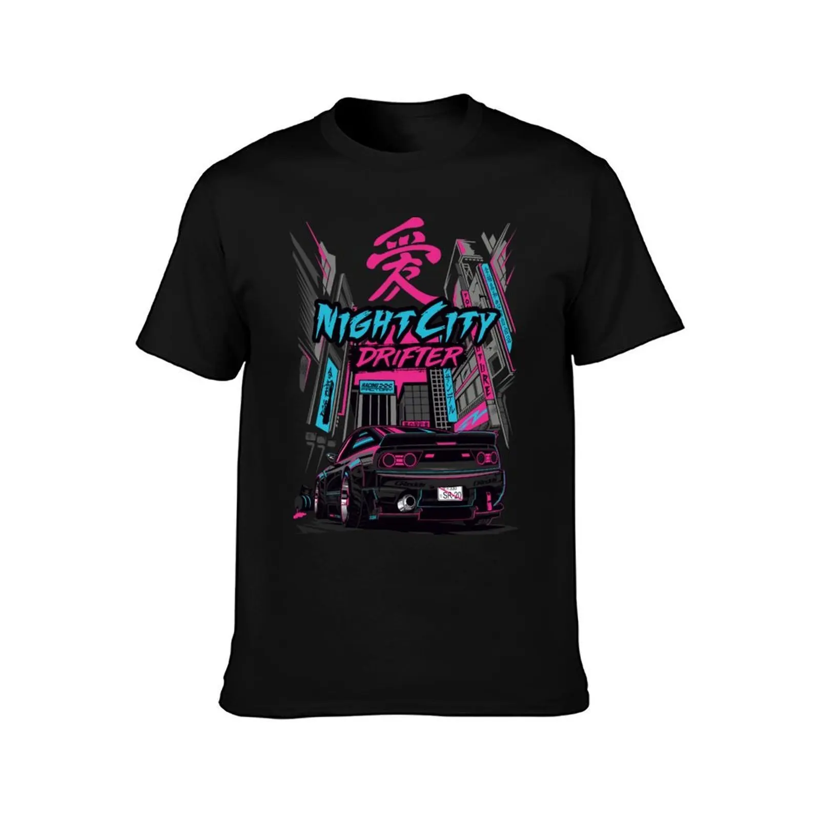 240sx - Night City Drifter T-Shirt, Summer Casual Cotton Tee, Oversized Streetwear Tops, Vintage Graphic Print, Unisex Men Women