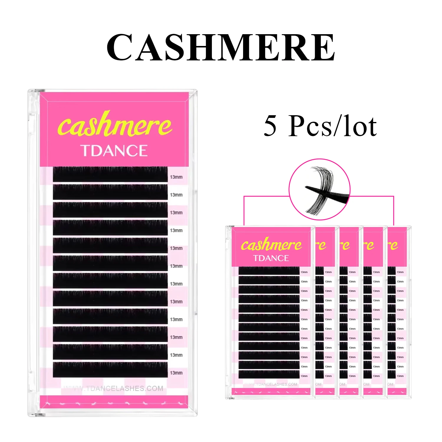 TDANCE 5 Cases Cashmere Eyelash Extensions Faux Mink Matte Black Lashes Individual Volume Eyelash For Professionals Makeup