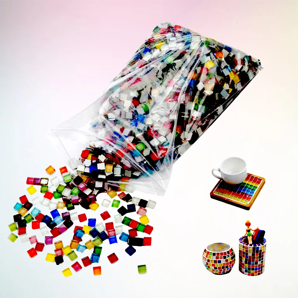 

200Pcs Craft Mosaic Chips Colorful Plastic Tiles for DIY Art Decorations Supplies for Frames Lamps Vases Pieces