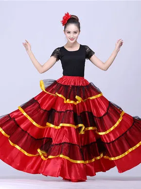 Trajes de Dança Flamenca Feminina, Vestido Espanhol, Saia, Listrado, Renda, Dança do Ventre, Festa de Carnaval, Roupas de Palco, Tamanhos Grandes, Fêmea, Espanha