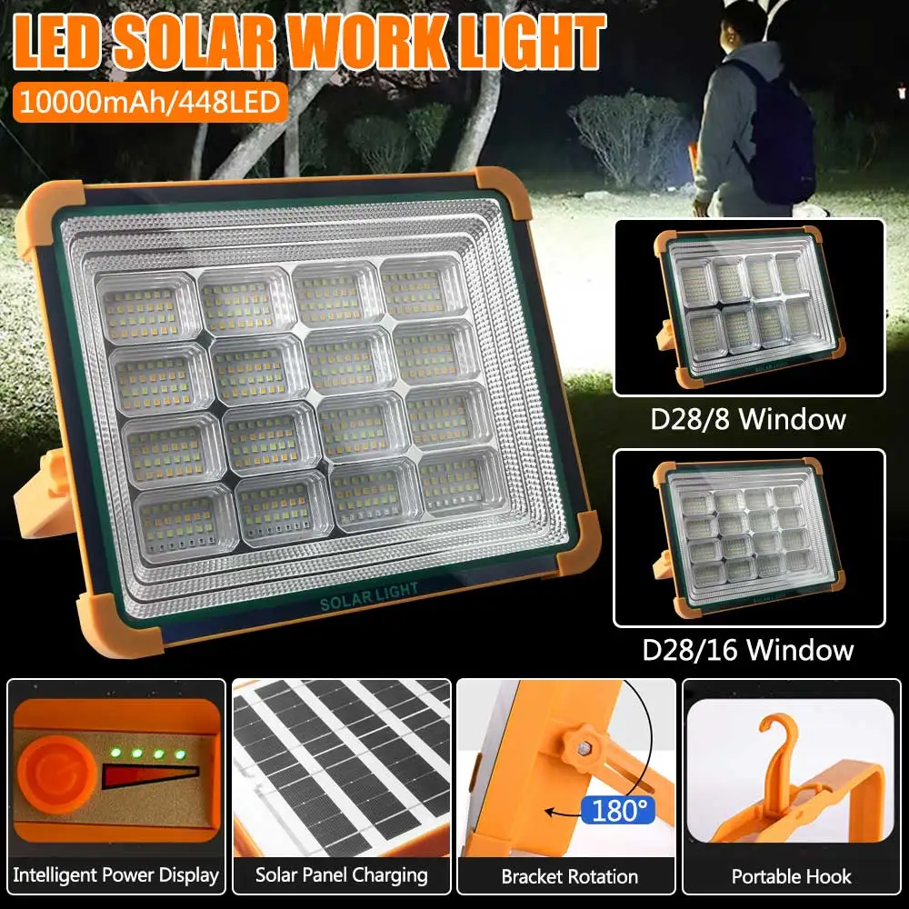 LED solar portable light outdoor camping light night market street stand portable D18 solar charging floodlight