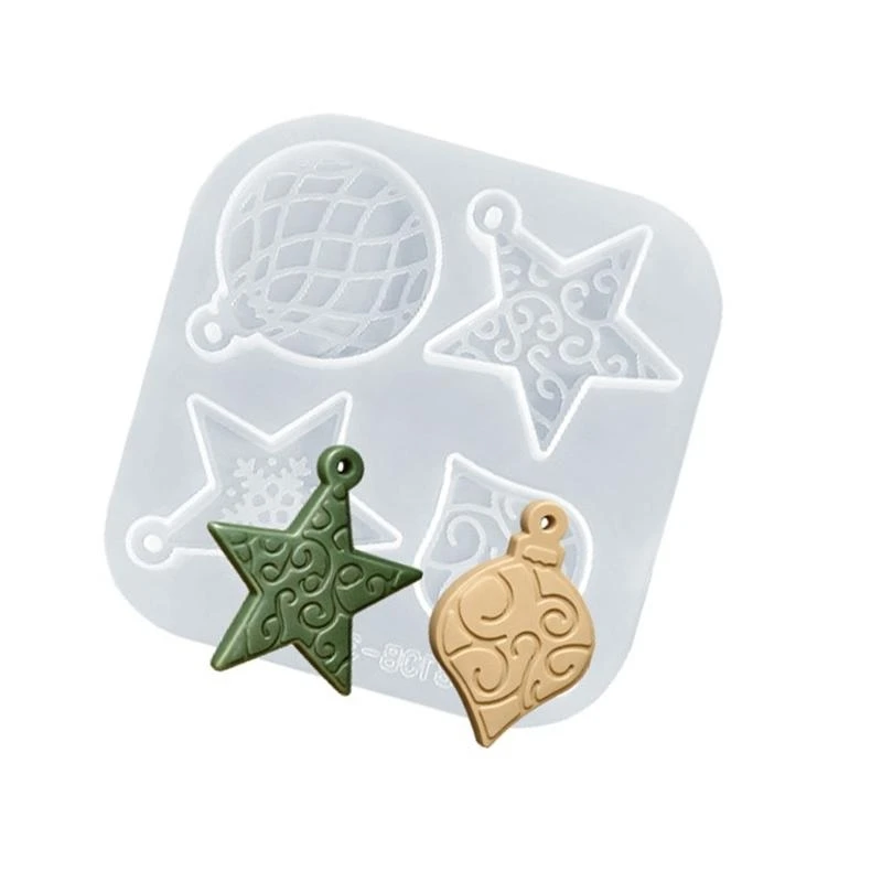 Nonstick Silicone Christmas Tree Ornament Mold Crystal Epoxy Star Pendant Mould Jewelry Crafting Supplies