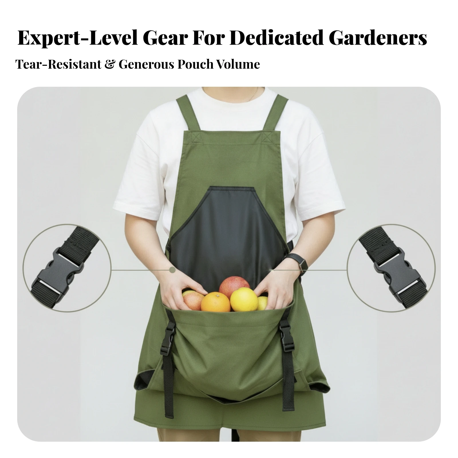 Apron with Pouch Durable Garden Tool Apron Harvesting Bag Comfortable Adjustable for Gardeners, Gardening, Backyard