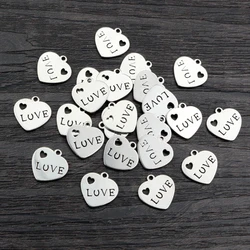 30pcs 11x11mm No Fade Charms 316 Stainless Steel Love Heart Cute Bracelet Necklace Pendant Charms DIY Jewelry Making Findings