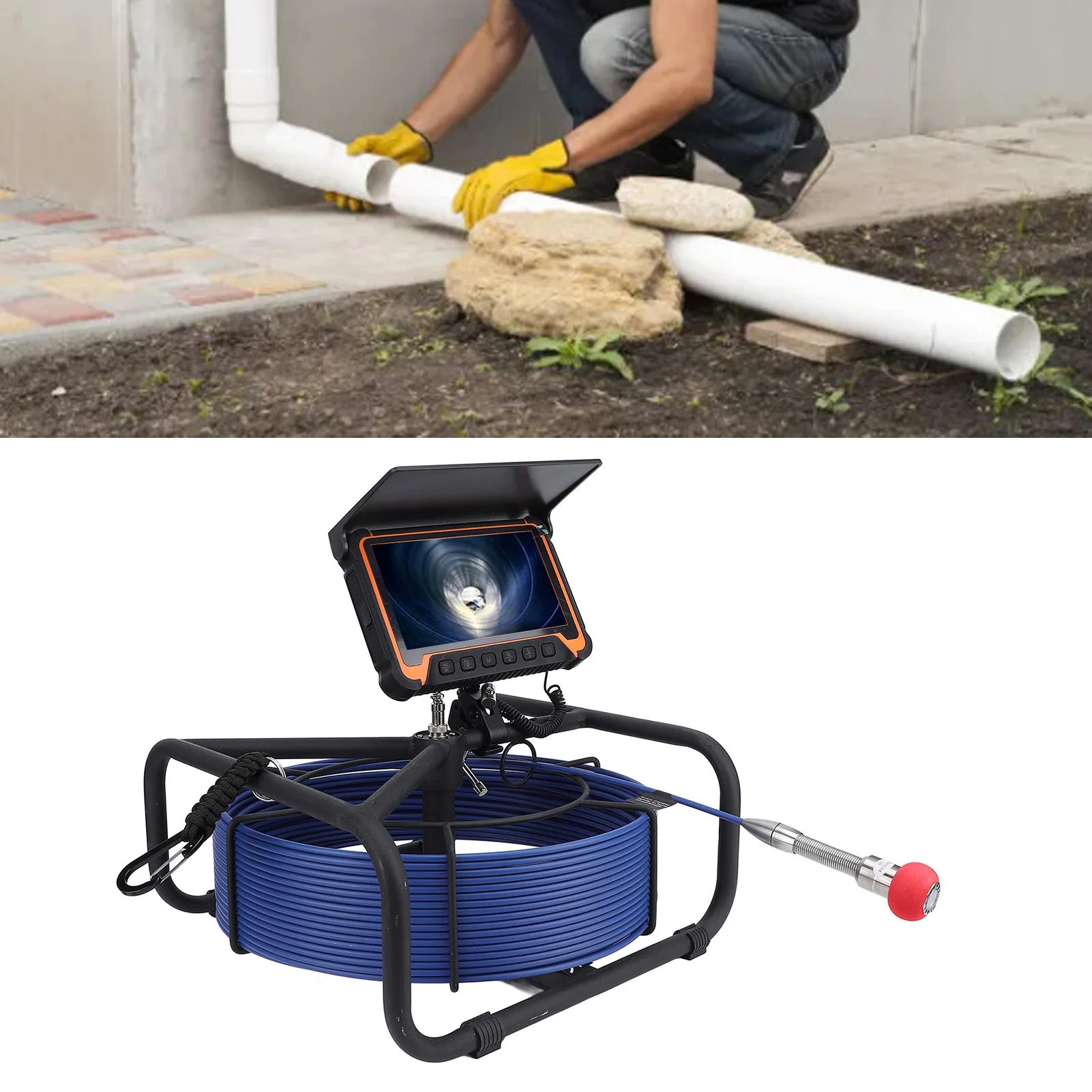 

Sewer Camera Plumbing Inspection 7in LCD IP68 Water Proof Pipe Camera DVR Recorder 30m/98.4ft IP68 Water Proof DVR Recorder