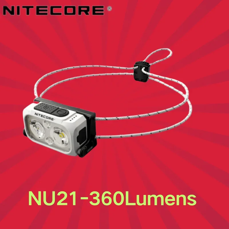 NITECORE NU21 Rechargeable Outdoor Headlamp 360Lumens  Ultra Lightweight Headlight Built-in 500mAh Li-ion Battery