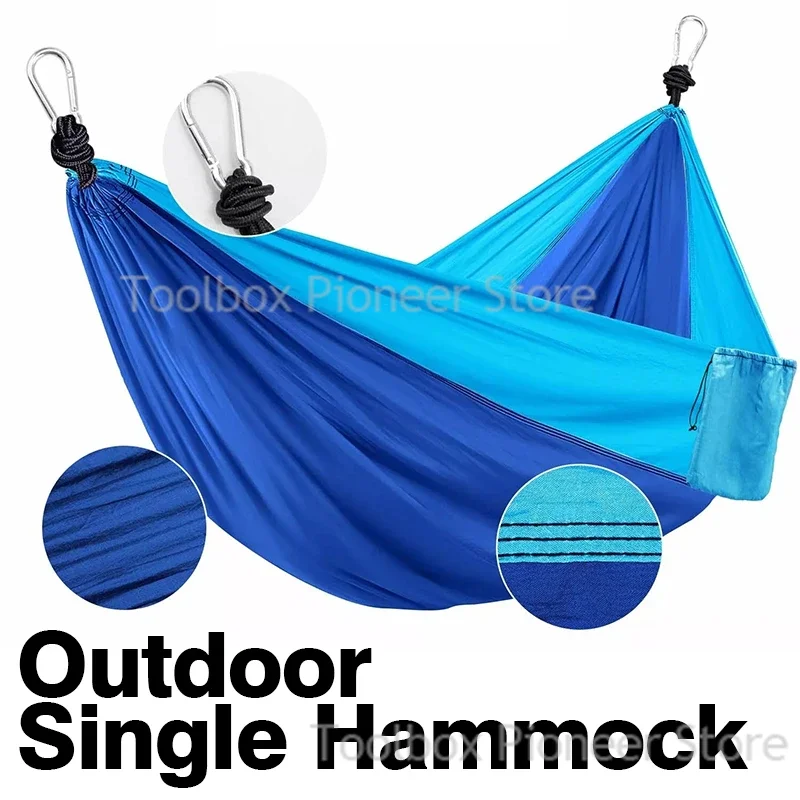 

Single Person Portable Outdoor Camping Hammock With Nylon Color Matching Hammock High Strength Parachute Fabric Hanging Bed