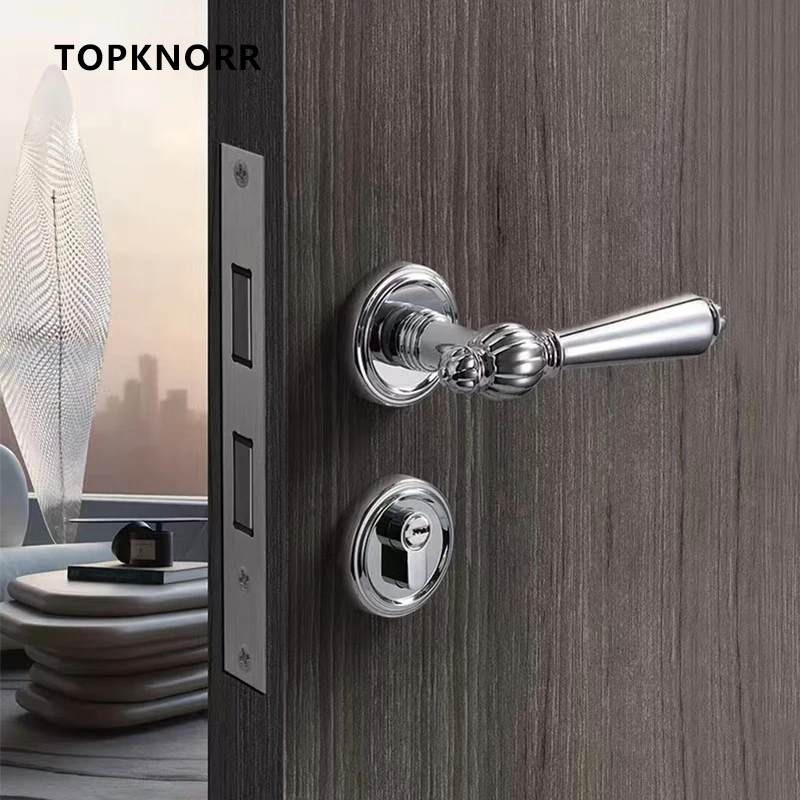 Room Bedroom Door Lock Household Interior Wooden Door Handle Separate Body Magnetic Suction Mute European Room Door Lock