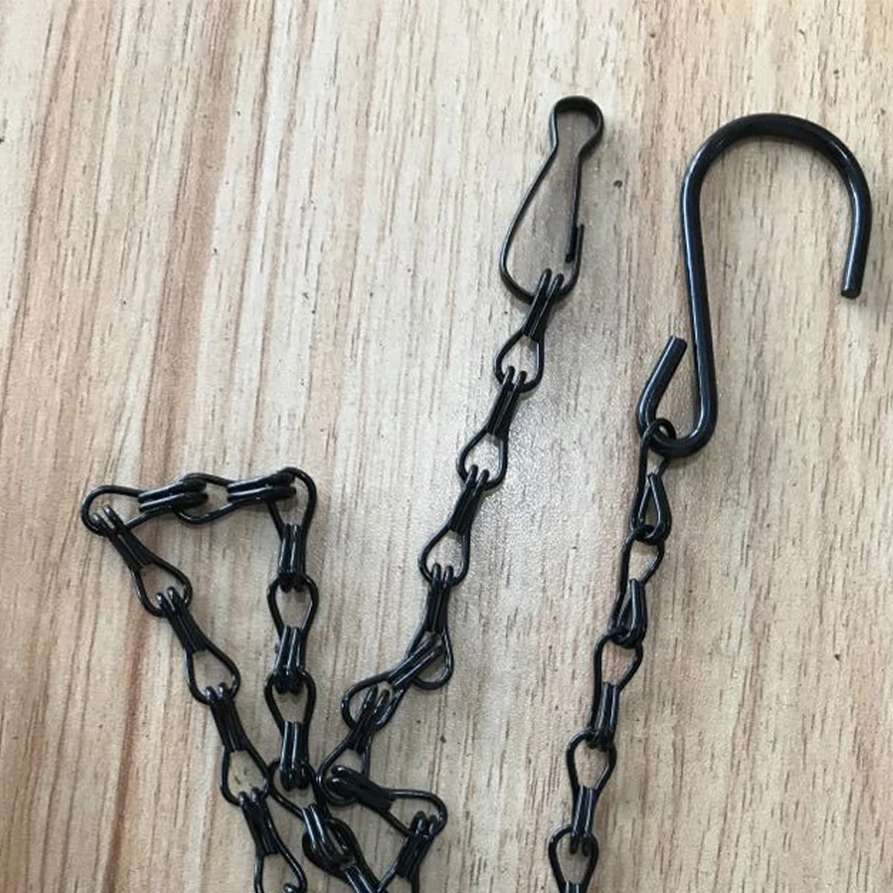 8 قطعة سلسلة معلقة لمغذيات الطيور المزارعون الفوانيس الثقيلة قابل للتعديل السنانير سلة للزهور سلسلة معلقة سوداء للتغذية