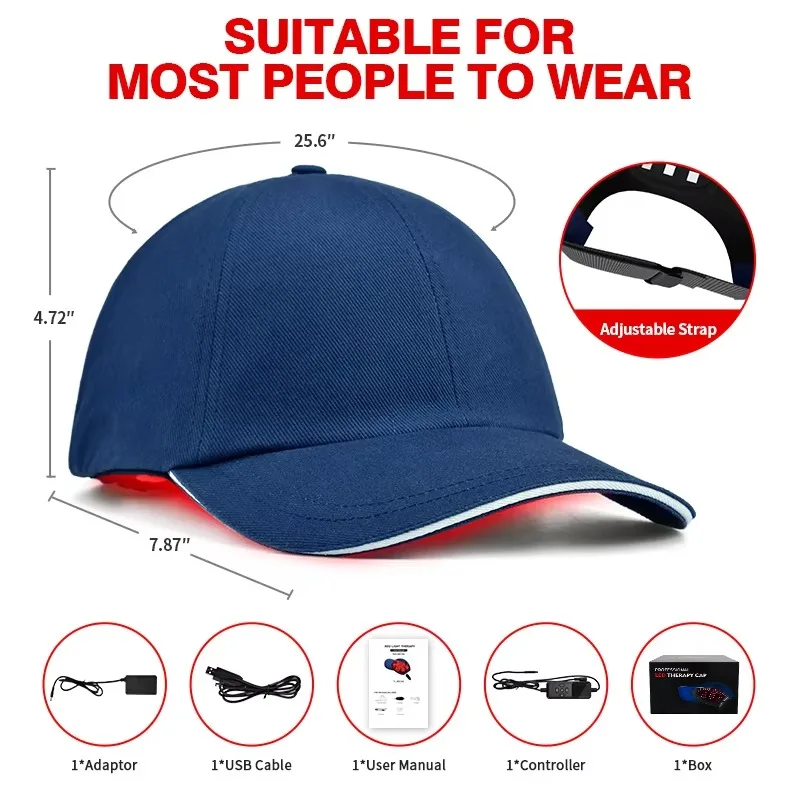 Red Light Infrared Hair Therapy 650nm 850nm 940nm Hair Growth Cap for Hair Regrowth Anti Hair Loss Relax Scalp Care Relaxer Hat