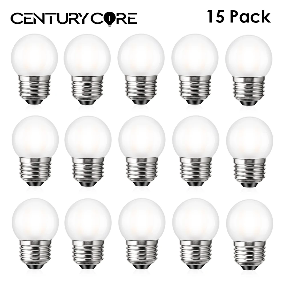 Ampoule LED Edison G40, 220V, E26, 1.5W, Blanc Chaud, Verre Givré, Globe, Resubdivision, Pendentif, Lustre, Guirxiété Lumineuse, Lampe à Filament